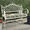 Safavieh PAT5017A Collection Adina Antique White Wrought Iron 51.25″ Outdoor Garden Bench(Antique White)