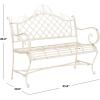 Safavieh PAT5017A Collection Adina Antique White Wrought Iron 51.25″ Outdoor Garden Bench(Antique White)