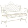 Safavieh PAT5017A Collection Adina Antique White Wrought Iron 51.25″ Outdoor Garden Bench(Antique White)