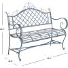 Safavieh PAT5017A Collection Adina Antique White Wrought Iron 51.25″ Outdoor Garden Bench(Mossy Blue)