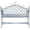 Safavieh PAT5017A Collection Adina Antique White Wrought Iron 51.25″ Outdoor Garden Bench(Mossy Blue)