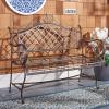 Safavieh PAT5017A Collection Adina Antique White Wrought Iron 51.25″ Outdoor Garden Bench(Rustic Brown)