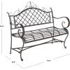 Safavieh PAT5017A Collection Adina Antique White Wrought Iron 51.25″ Outdoor Garden Bench(Rustic Brown)