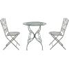 Safavieh PAT5028A Outdoor Collection Semly Pearl White 3-Piece Bistro Set(Antique Dark Green)
