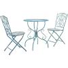 Safavieh PAT5028A Outdoor Collection Semly Pearl White 3-Piece Bistro Set(Mossy Blue)