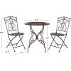 Safavieh PAT5028A Outdoor Collection Semly Pearl White 3-Piece Bistro Set(Unearthed Rust)