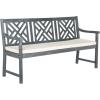 Safavieh PAT6738A Outdoor Collection Bradbury 3 Seat Bench(Ash Grey / Beige)