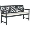 Safavieh PAT6738A Outdoor Collection Bradbury 3 Seat Bench(Dark Slate Gray / Beige)