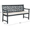 Safavieh PAT6738A Outdoor Collection Bradbury 3 Seat Bench(Dark Slate Gray / Beige)