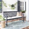 Safavieh PAT6738A Outdoor Collection Bradbury 3 Seat Bench(Dark Slate Gray / Beige)