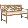 Safavieh PAT6738A Outdoor Collection Bradbury 3 Seat Bench(Natural / Beige)