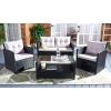 Safavieh PAT7516B Collection Vellor Grey 4-Piece Outdoor Living Patio Set, Grey/Grey(Black/Light Grey)