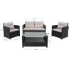 Safavieh PAT7516B Collection Vellor Grey 4-Piece Outdoor Living Patio Set, Grey/Grey(Black/Light Grey)