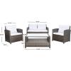 Safavieh PAT7516B Collection Vellor Grey 4-Piece Outdoor Living Patio Set, Grey/Grey(Grey Brown/White)