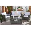 Safavieh PAT7516B Collection Vellor Grey 4-Piece Outdoor Living Patio Set, Grey/Grey(Grey Brown/White)