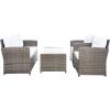 Safavieh PAT7516B Collection Vellor Grey 4-Piece Outdoor Living Patio Set, Grey/Grey(Grey Brown/White)