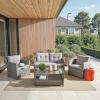 Safavieh PAT7516B Collection Vellor Grey 4-Piece Outdoor Living Patio Set, Grey/Grey(Grey/Grey)