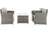 Safavieh PAT7516B Collection Vellor Grey 4-Piece Outdoor Living Patio Set, Grey/Grey(Grey/Grey)