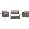Safavieh PAT7516B Collection Vellor Grey 4-Piece Outdoor Living Patio Set, Grey/Grey(Grey/Grey)