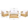Safavieh PAT7516B Collection Vellor Grey 4-Piece Outdoor Living Patio Set, Grey/Grey(Natural/White)