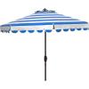 SAFAVIEH 9ft Outdoor Patio Umbrella, Round, Maui Collection, Beige & White Stripe, Crank, Button Tilt, UV Resistant for Deck, Backyard, Patio (PAT8011A)(Pacific)