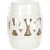 SAFAVIEH Home Collection Double Coin Antique Blue-Green Ceramic Indoor/ Outdoor Decorative Garden Stool (Fully Assembled)(Antique White)