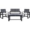 SAFAVIEH Home Collection Hailey Outdoor Living Acacia Patio Set(Black / Beige)