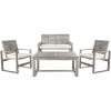 SAFAVIEH Home Collection Hailey Outdoor Living Acacia Patio Set(Grey / Beige)