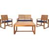 SAFAVIEH Home Collection Hailey Outdoor Living Acacia Patio Set(Natural / Navy)