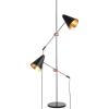 SAFAVIEH Lighting Collection Reed Modern Contemporary Scandinavian Retro Chrome/ Black 71-inch 2-light Living Room Bedroom Home Office Standing Tree Floor Lamp (LED Bulbs Included)(Chrome / Black)