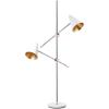 SAFAVIEH Lighting Collection Reed Modern Contemporary Scandinavian Retro Chrome/ Black 71-inch 2-light Living Room Bedroom Home Office Standing Tree Floor Lamp (LED Bulbs Included)(Chrome / White)