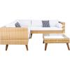 SAFAVIEH Outdoor Collection Analon Wicker Cushion Sectional Set PAT7716B-3BX, Beige/White(Natural / White)