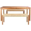 SAFAVIEH Outdoor Collection Aquina Natural Acacia Wood/Light Brown 3-Piece Dining Set(Natural/Natural)