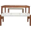 SAFAVIEH Outdoor Collection Aquina Natural Acacia Wood/Light Brown 3-Piece Dining Set(Natural/White)