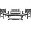 SAFAVIEH Outdoor Collection Burbank Black and White 4 Pc Outdoor Set(Black / Beige)