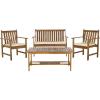 SAFAVIEH Outdoor Collection Burbank Black and White 4 Pc Outdoor Set(Natural / Beige)