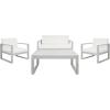 SAFAVIEH Outdoor Collection Emiko Natural/Beige Cushion Solid Wood 4-Piece Conversation Patio Set(Grey/Beige)