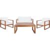 SAFAVIEH Outdoor Collection Emiko Natural/Beige Cushion Solid Wood 4-Piece Conversation Patio Set(Natural/Beige)