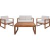 SAFAVIEH Outdoor Collection Emiko Natural/Beige Cushion Solid Wood 4-Piece Conversation Patio Set(Natural/Light Grey)