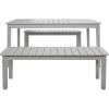 SAFAVIEH Outdoor Collection Europa Natural Acacia Wood 3-Piece Patio Dining Set(Grey)