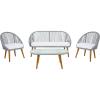 SAFAVIEH Outdoor Collection Halcott Grey/White Wicker 4-Piece Conversation Patio Set
