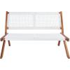SAFAVIEH Outdoor Collection Kobina Black Acacia Wood/Black Rope Foldable Bench(Natural/White)