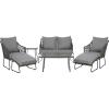 SAFAVIEH Outdoor Collection Lonra Natural Rattan/Grey Cushion 7-Piece Patio Chaise Lounge Set (PAT9019A-2BX)(Grey / Grey)