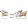 SAFAVIEH Outdoor Collection Lonra Natural Rattan/Grey Cushion 7-Piece Patio Chaise Lounge Set (PAT9019A-2BX)(Natural / Grey)