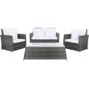 SAFAVIEH Outdoor Collection Lorma Grey Brown/White Wicker 4-Piece Conversation Patio Set