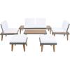 SAFAVIEH Outdoor Collection Melbrook Natural/White Solid Wood 6-Piece Conversation Patio Set