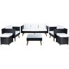 SAFAVIEH Outdoor Collection Presla Natural/White 6-Piece Patio Living Set PAT7715D-3BX(Black / White)