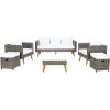 SAFAVIEH Outdoor Collection Presla Natural/White 6-Piece Patio Living Set PAT7715D-3BX(Grey Brown / White)