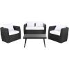 SAFAVIEH Outdoor Collection Tarien Black Wicker/Beige Cushion 4-Piece Patio Backyard Living Set(Black/White)