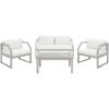 SAFAVIEH Outdoor DREN Natural Brown 4-Piece Set – Beige Seat Cushions Included(Grey/Beige)
